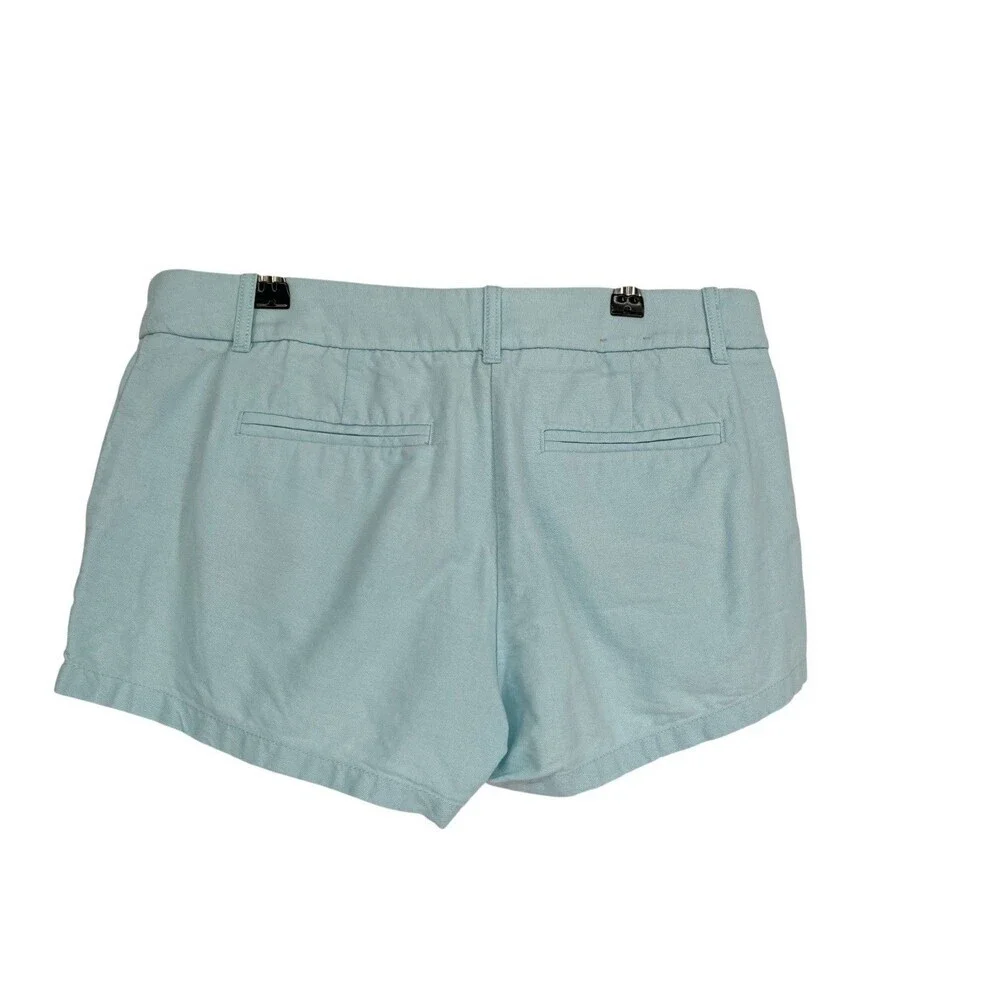 J Crew Broken-In Chino Shorts Sz 6 Women's Blue Green Cotton Preppy Coastal